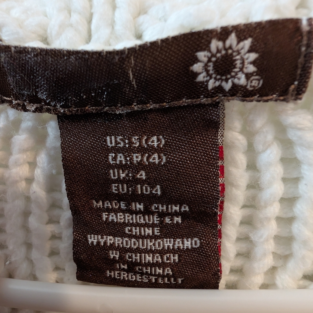 Girls Chunky Cable Knit Short-Sleeve Sweater, Size S/4 - Picture 3 of 7